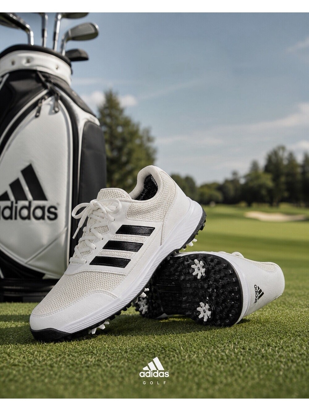 Adidas Tech Response 2.0 Men's Golf Shoes Size 10.5 White Black Spiked EE9121